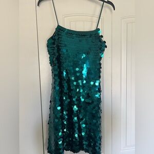 Green/teal mini sequin dress